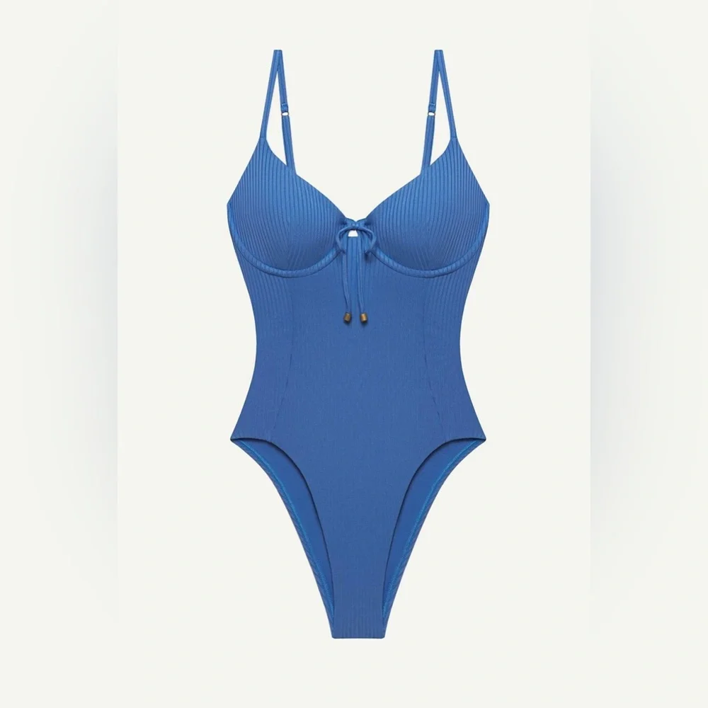 VITAMIN A Ada Underwire One Piece - Chambray EcoRib, Size Medium, $196